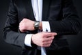 Men in black suit and watch