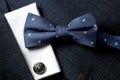 Men Bowtie Cravat Cufflinks. Set Fashion Butterfly. Bow Ties for Mens Royalty Free Stock Photo