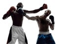 Men boxers boxing isolated silhouette Royalty Free Stock Photo