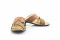 Men brown leather sandals or flip flop shoes. Royalty Free Stock Photo