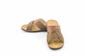 Men brown leather sandals or flip flop shoes. Royalty Free Stock Photo