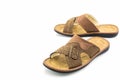 Men brown leather sandals or flip flop shoes. Royalty Free Stock Photo