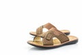 Men brown leather sandals or flip flop shoes. Royalty Free Stock Photo