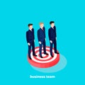 Men in business suits stand on target, isometric Royalty Free Stock Photo