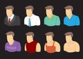 Men Bust Vector Character Icon Set