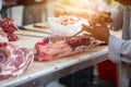 The men butcher working in the slaughterhouses Royalty Free Stock Photo