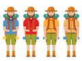 Men in camp clothes with backpacks