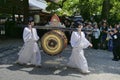 Men carrying a drum in Atsuta Shrine, Nagoya, Japan