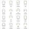Men cartoon hairstyles with beards and mustache.Vector illustration with isolated hipsters hairstyles on a white