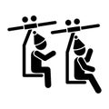 Men in chairlift icon. Simple vector pictogram of winter recreation icons for ui and ux, website or mobile application