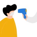 Men check up temperature flat illustration