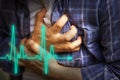 Men with chest pain - heart attack Royalty Free Stock Photo