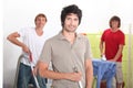 Men cleaning Royalty Free Stock Photo