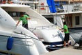 Men cleaning a yacht, Sotogrande.