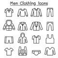 Men clothes icon set in thin line style Royalty Free Stock Photo