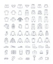 Men clothes shoes and accessories simple line vector icons Royalty Free Stock Photo