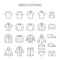 Men clothing line icons - set of garments type signs, outerwear