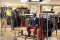 Men clothing store in tesco market Royalty Free Stock Photo