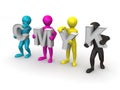Men with CMYK letters Royalty Free Stock Photo