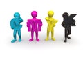 Men with CMYK letters Royalty Free Stock Photo
