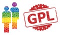 Rubber GPL Stamp and Bright Colored Men Mosaic Royalty Free Stock Photo