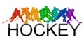 Men colorful silhouettes of hockey players. Hockey vector illustration. Royalty Free Stock Photo