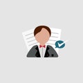 Men contract agreement flat icon for apps and websites, men. Vector illustration. EPS 10 Royalty Free Stock Photo