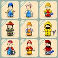 Men in costumes of different professions