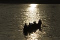 Men crossing karnali river, Bardia, Nepal Royalty Free Stock Photo