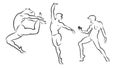 Men dancing drawing actor poses