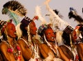 Men dancing Yaake dance and sing at Guerewol festival in InGall village, Agadez, Niger Royalty Free Stock Photo