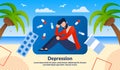 Men Depression Treatment Vector Banner Template