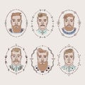 Men with different hairstyles, beards and mustaches. Royalty Free Stock Photo
