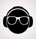 Men dj in headphone. vector print illustration Royalty Free Stock Photo