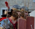 Men dressed as Roman soldier for tourists in the Old Town of Pula Royalty Free Stock Photo