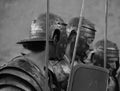 Men dressed as Roman soldier for tourists in the Old Town of Pula