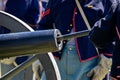 Men loading a cannon during an American civil war reenactment Royalty Free Stock Photo