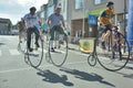 Men driving on a Retro pre war Bike