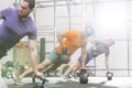 Men exercising with kettlebells in crossfit gym Royalty Free Stock Photo