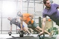 Men exercising with kettlebells in crossfit gym Royalty Free Stock Photo