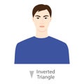 Men face inverted triangle shape type with text diagram. Male Vector illustration in cartoon style in the blue shirt 9