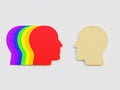 Men Facing several men head with rainbow colors in association with LGBT community Minimalism Cut Paper Art