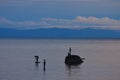 Men fish from rocks on Lake Malawi Royalty Free Stock Photo