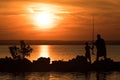 Men fishing with his son. Royalty Free Stock Photo