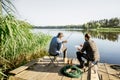 Men fishing on the lake Royalty Free Stock Photo