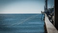 Emerald Isle, NC/US-November 25 2017:!Men Fishing on Dock on warm winter day