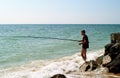 Men fishing in sea of Azov Royalty Free Stock Photo