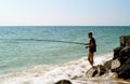 Men fishing in sea of Azov