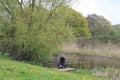 Fishermen fishing on the Selby Canal North Yorkshire in the UK