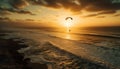 Men flying high in mid air, paragliding over mountain landscape generated by AI Royalty Free Stock Photo